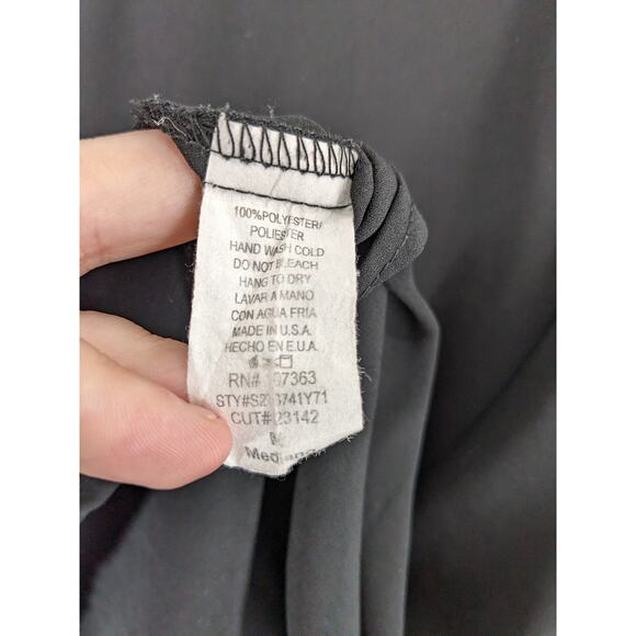 Tobi‎ Cold Shoulder Blouse Medium Black Sheer Mesh Draped Hi Low Office Workwear - Picture 5 of 8